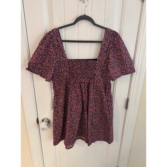 Draper James Dottie Babydoll Floral Poppy‎ Square Neck Shift Dress Sz Large - Picture 6 of 6